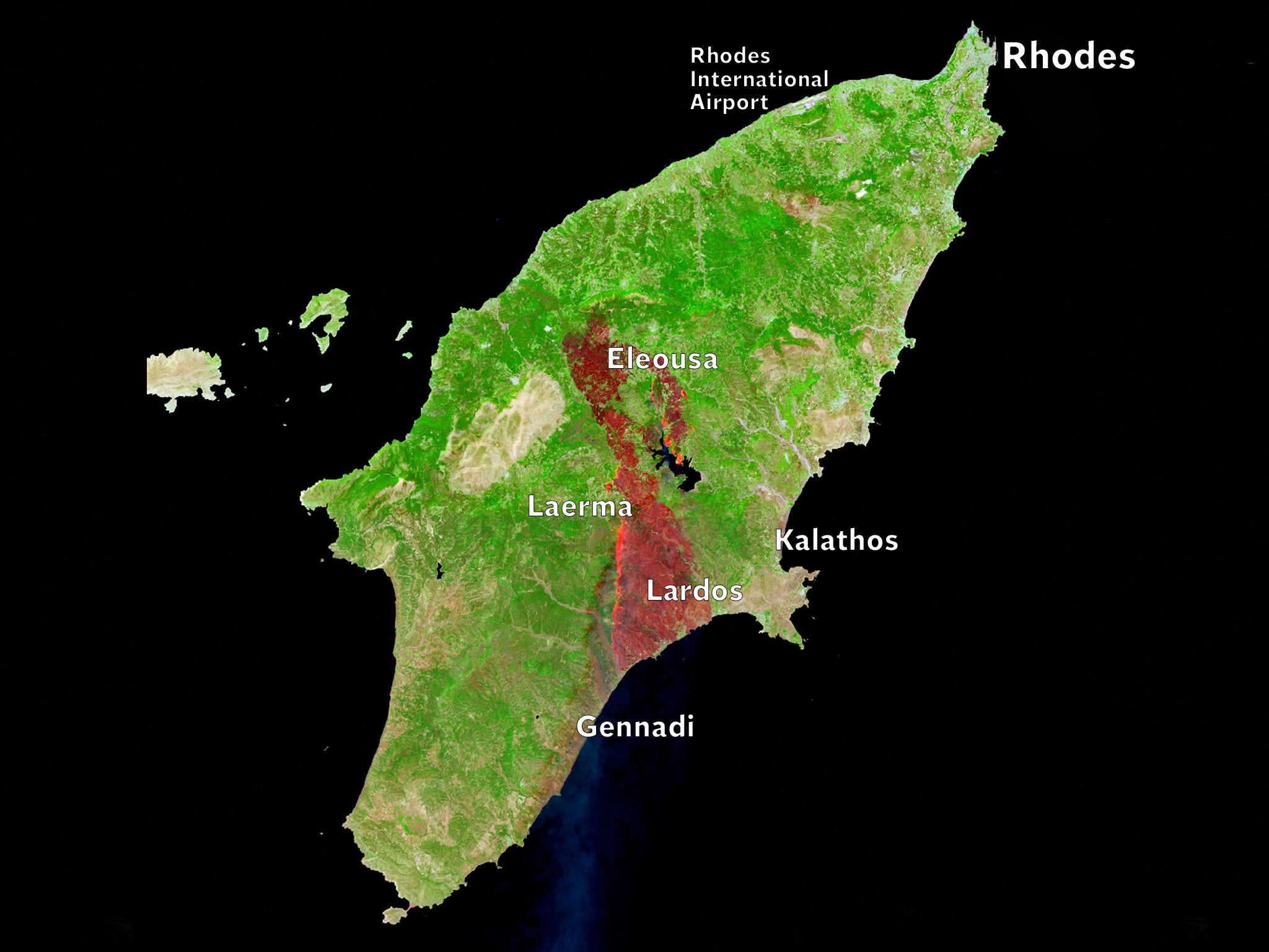 Greece Fires Map The Areas Of Corfu Evia And Rhodes Affected By   SEI165239866 Map 